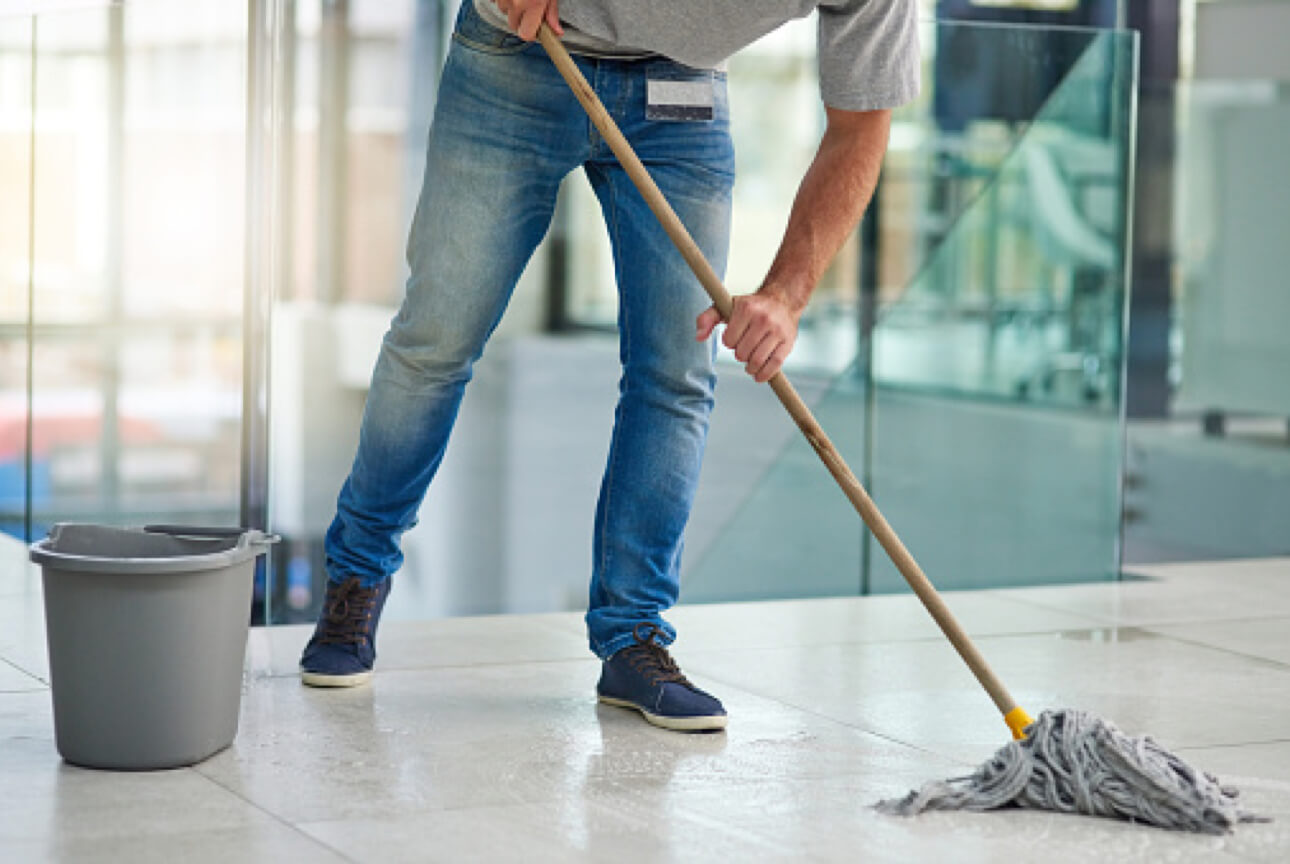 Section Illustration Man Mopping